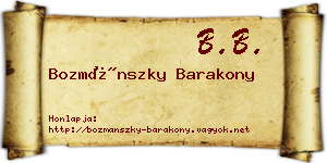 Bozmánszky Barakony névjegykártya